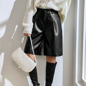 Chic Black Women's Faux Leather Shorts